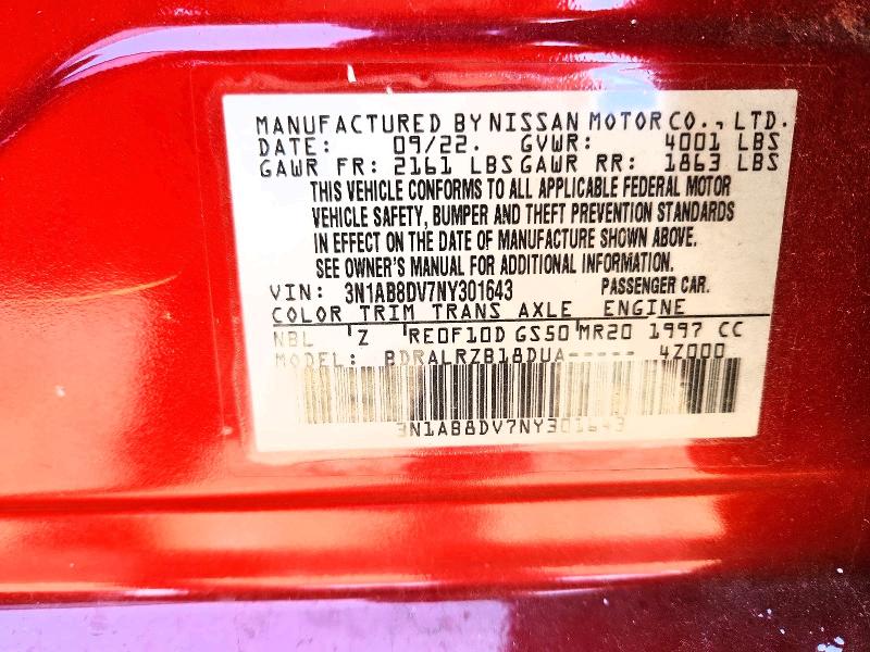 Продаж на аукціоні авто 2022 Nissan Sentra, vin: 3N1AB8DV7NY301643, номер лоту: 50856136