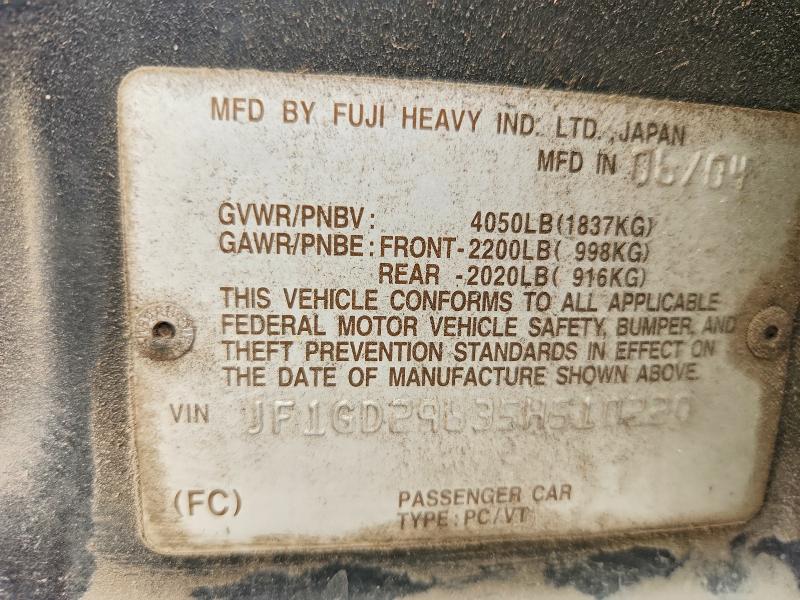 Продажа на аукционе авто 2005 Subaru Impreza, vin: JF1GD29635H510220, номер лота: 49429436