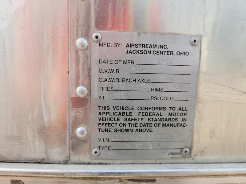 2003 Airstream Minuet მანქანა იყიდება აუქციონზე, vin: 1STCMAA143J515002, აუქციონის ნომერი: 50732186