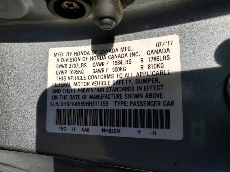 50682956 :رقم المزاد ، 2HGFC4B59HH311159 vin ، 2017 Honda Civic مزاد بيع