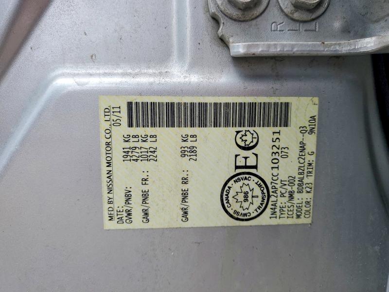 48132906 :رقم المزاد ، 1N4AL2AP7CC103251 vin ، 2012 Nissan Altima مزاد بيع