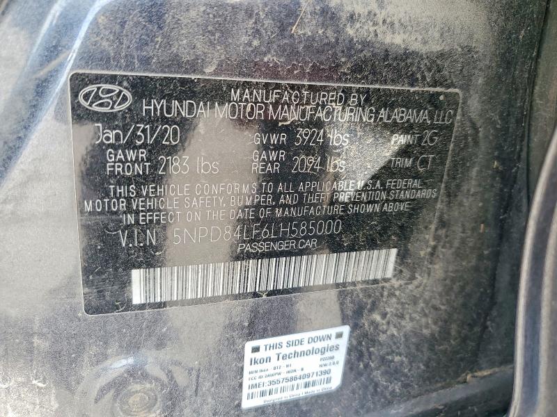 Продаж на аукціоні авто 2020 Hyundai Elantra, vin: 5NPD84LF6LH585000, номер лоту: 48792426