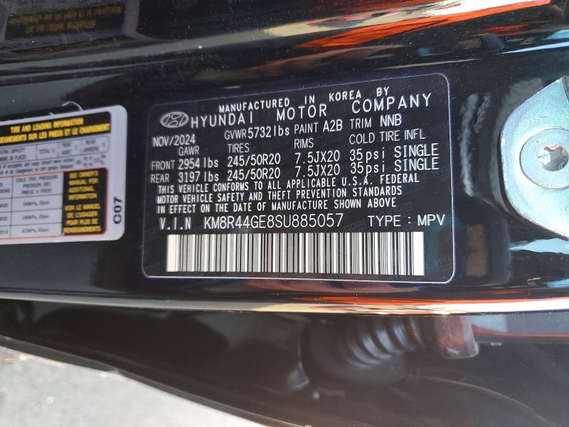 50528446 :رقم المزاد ، KM8R44GE8SU885057 vin ، 2025 Hyundai Palisade مزاد بيع