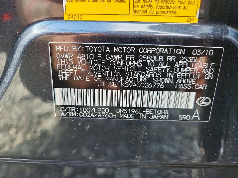 Продажа на аукционе авто 2010 Lexus Gs 350, vin: JTHCE1KS9A0026776, номер лота: 47878116