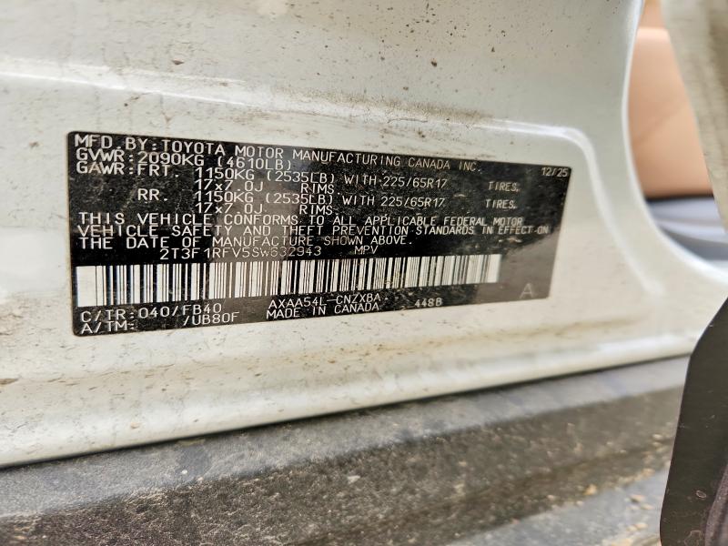 50563416 :رقم المزاد ، 2T3F1RFV5SW632943 vin ، 2025 Toyota Rav4 مزاد بيع