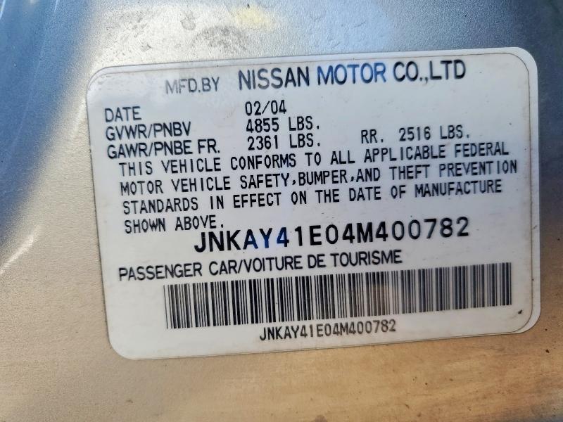 Aukcja sprzedaży 2004 Infiniti M45, vin: JNKAY41E04M400782, numer aukcji: 48959276
