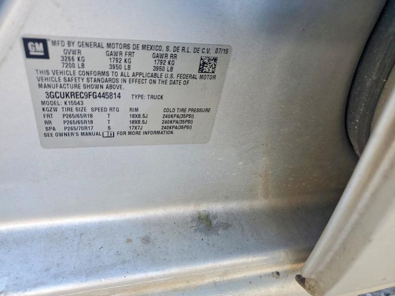 Продаж на аукціоні авто 2015 Chevrolet Silverado, vin: 3GCUKREC9FG445814, номер лоту: 49832366