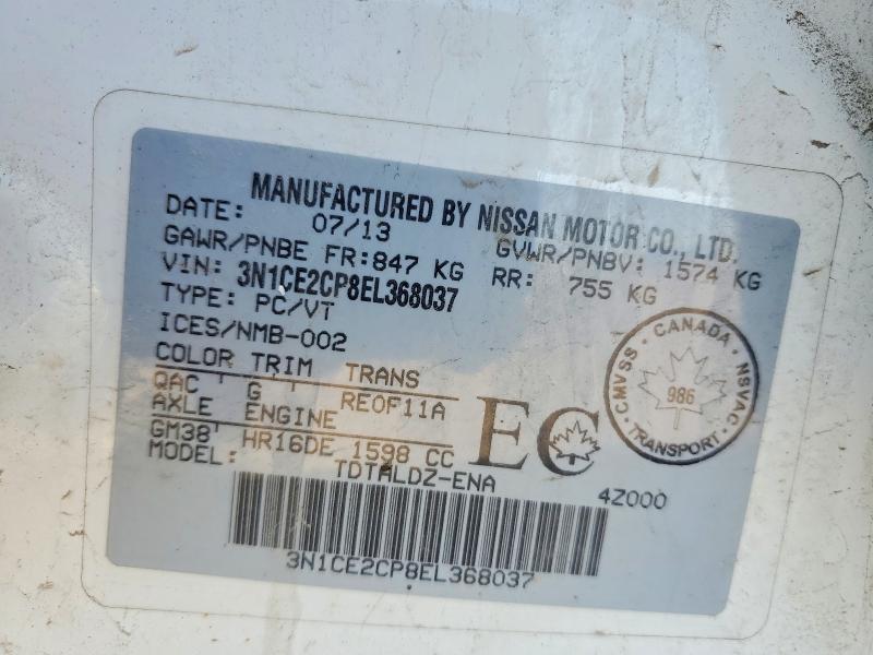 Продаж на аукціоні авто 2014 Nissan Versa Note, vin: 3N1CE2CP8EL368037, номер лоту: 49825706
