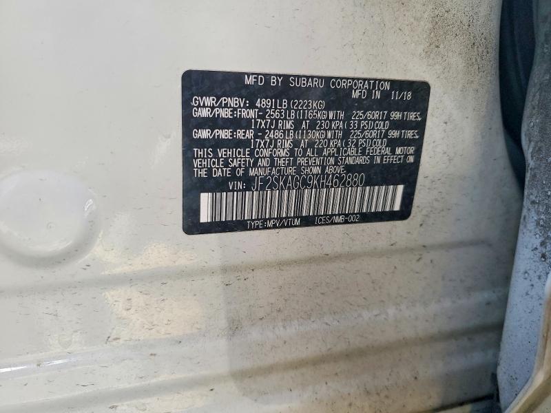 49074456 :رقم المزاد ، JF2SKAGC9KH462880 vin ، 2019 Subaru Forester مزاد بيع