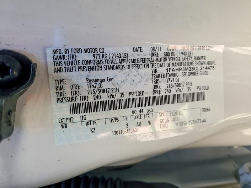 Продаж на аукціоні авто 2012 Ford Focus, vin: 1FAHP3M28CL214478, номер лоту: 49245086