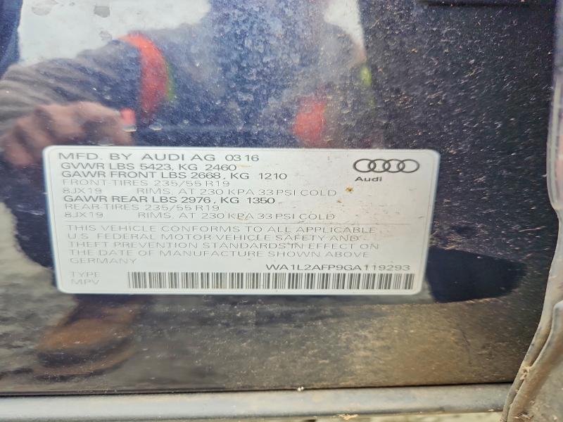 51315876 :رقم المزاد ، WA1L2AFP9GA119293 vin ، 2016 Audi Q5 مزاد بيع