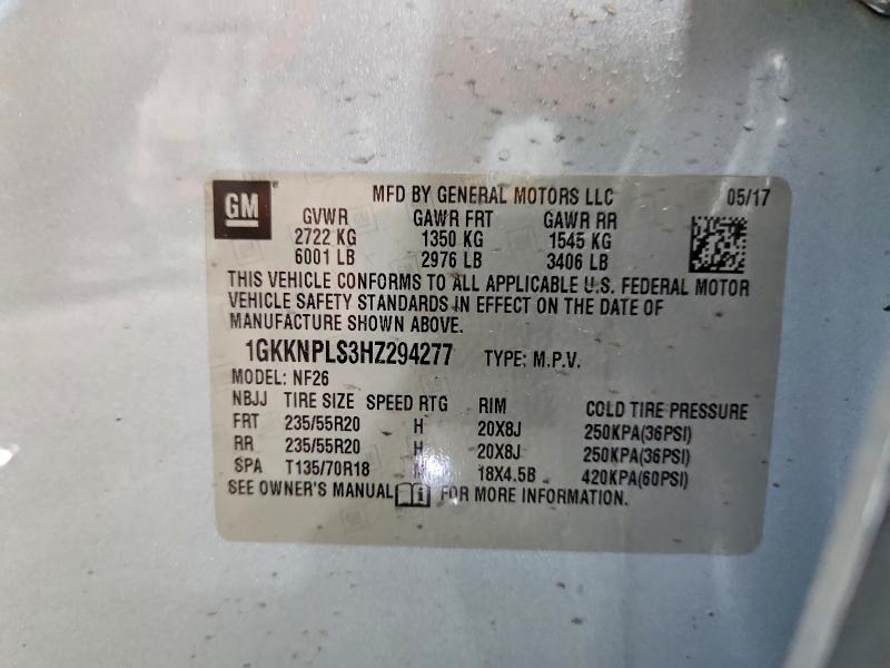 2017 Gmc Acadia მანქანა იყიდება აუქციონზე, vin: 1GKKNPLS3HZ294277, აუქციონის ნომერი: 49487006