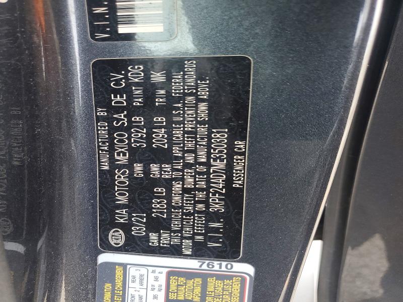 Продажа на аукционе авто 2021 Kia Forte, vin: 3KPF24AD7ME350381, номер лота: 50187616