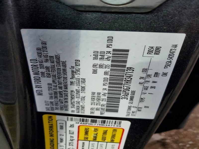 2017 Ford Fusion მანქანა იყიდება აუქციონზე, vin: 3FA6P0G77HR347139, აუქციონის ნომერი: 49865526