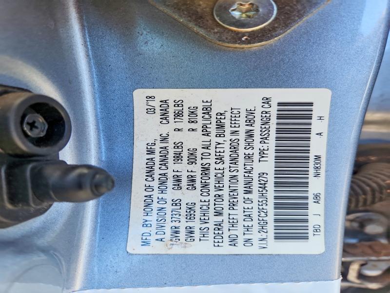 Продаж на аукціоні авто 2018 Honda Civic, vin: 2HGFC2F55JH544279, номер лоту: 48502446