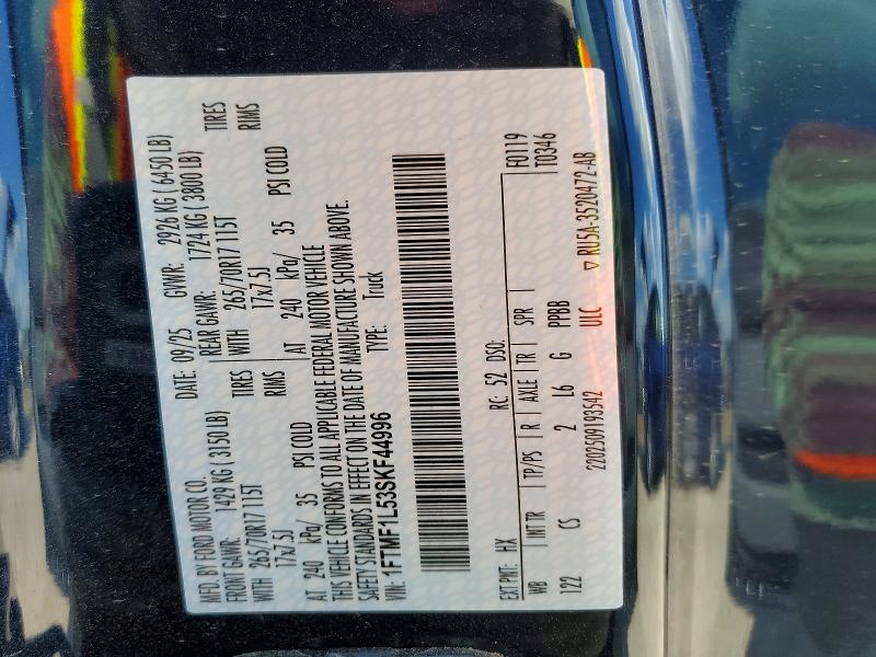 Aukcja sprzedaży 2025 Ford F-150, vin: 1FTMF1L53SKF44996, numer aukcji: 48189186