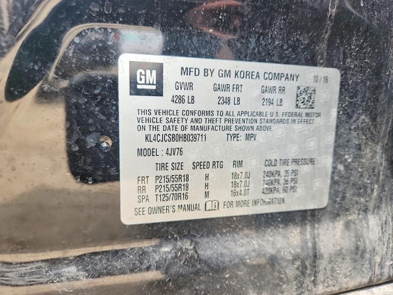 Aukcja sprzedaży 2017 Buick Encore, vin: KL4CJCSB0HB039711, numer aukcji: 51077406