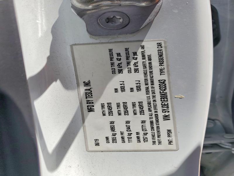 Продаж на аукціоні авто 2019 Tesla Model 3, vin: 5YJ3E1EB8KF433343, номер лоту: 48603866