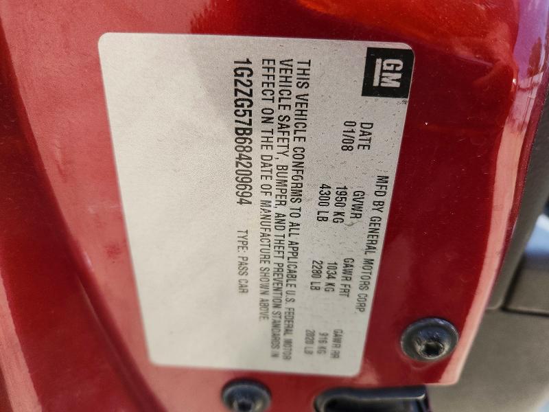 2008 Pontiac G6 მანქანა იყიდება აუქციონზე, vin: 1G2ZG57B684209694, აუქციონის ნომერი: 51112196