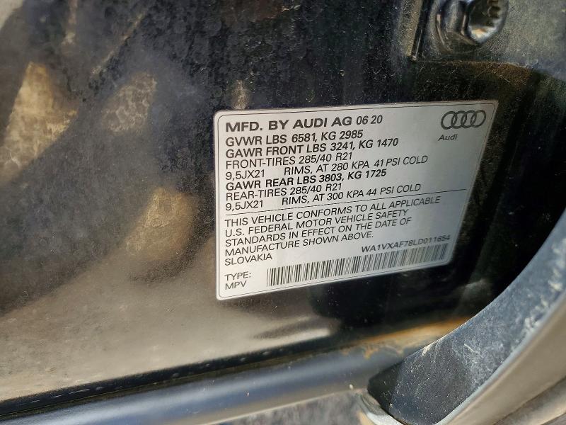 50682666 :رقم المزاد ، WA1VXAF78LD011654 vin ، 2020 Audi Q7 مزاد بيع