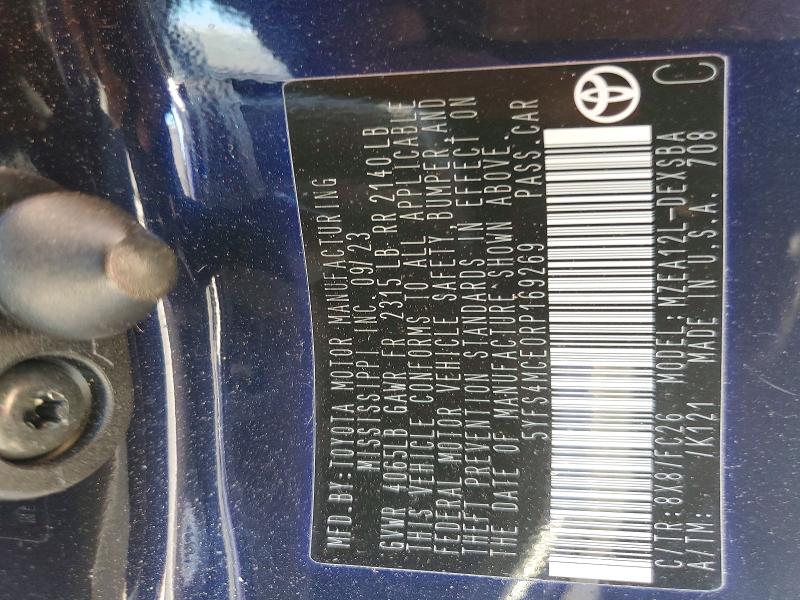 50569826 :رقم المزاد ، 5YFS4MCE0RP169269 vin ، 2024 Toyota Corolla مزاد بيع