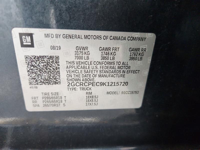 49403246 :رقم المزاد ، 2GCRCPEC9K1215720 vin ، 2019 Chevrolet Silverado Ld مزاد بيع