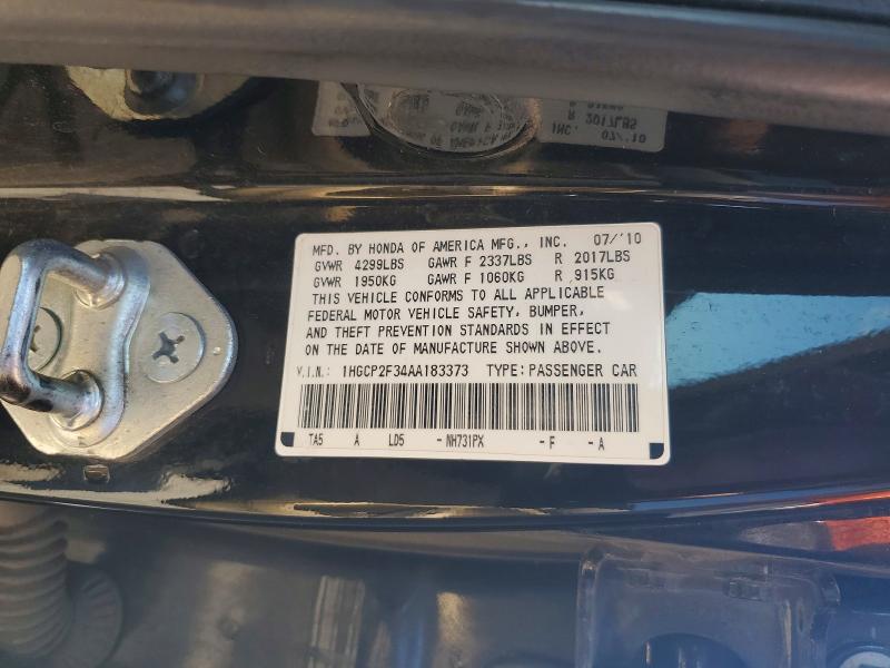 Продажа на аукционе авто 2010 Honda Accord, vin: 1HGCP2F34AA183373, номер лота: 51169966