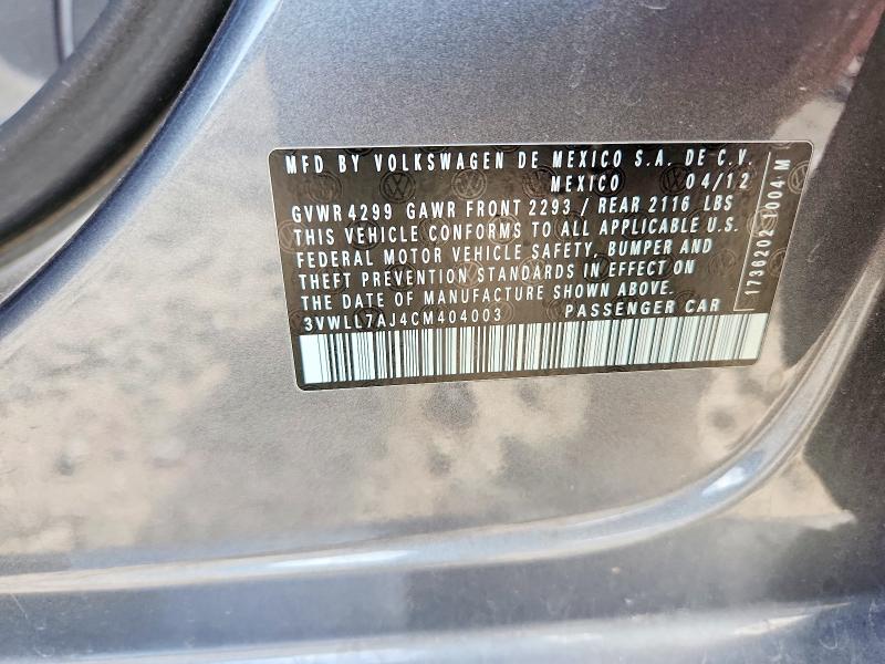 2012 Volkswagen Jetta მანქანა იყიდება აუქციონზე, vin: 3VWLL7AJ4CM404003, აუქციონის ნომერი: 48992926