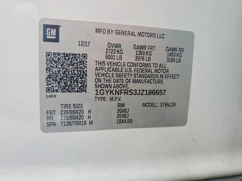 49426316 :رقم المزاد ، 1GYKNFRS3JZ186657 vin ، 2018 Cadillac Xt5 مزاد بيع