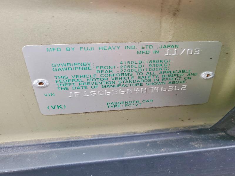 Aukcja sprzedaży 2004 Subaru Forester, vin: JF1SG63684H746362, numer aukcji: 51623346