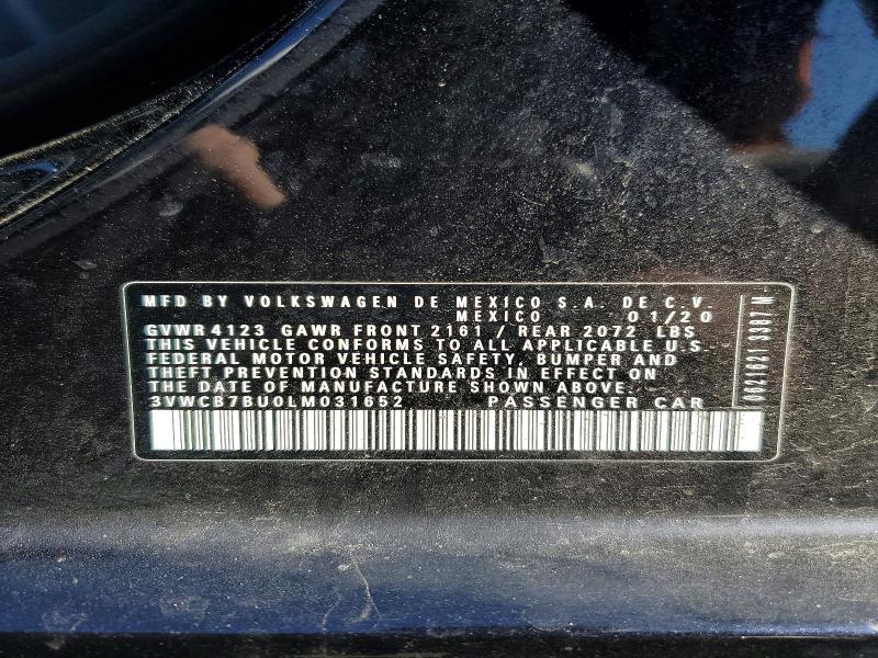 Aukcja sprzedaży 2020 Volkswagen Jetta, vin: 3VWCB7BU0LM031652, numer aukcji: 51139796