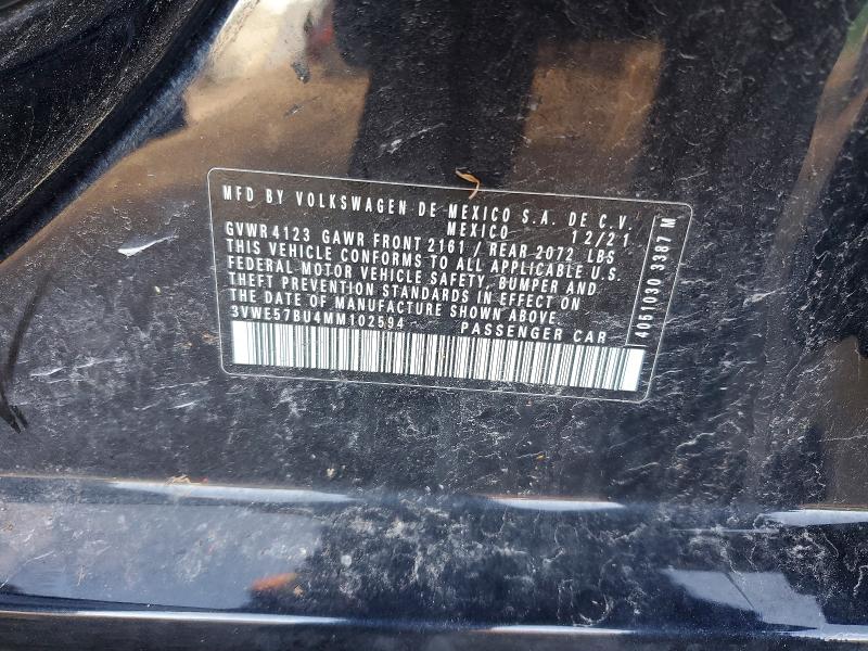 48755796 :رقم المزاد ، 3VWE57BU4MM102594 vin ، 2021 Volkswagen Jetta مزاد بيع