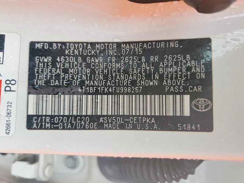Продаж на аукціоні авто 2015 Toyota Camry, vin: 4T1BF1FK4FU998267, номер лоту: 51666216