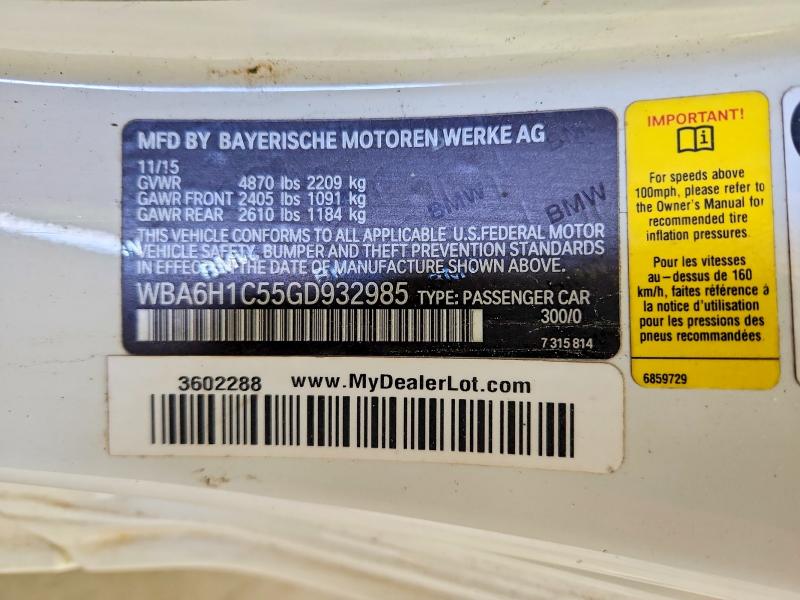 Продаж на аукціоні авто 2016 Bmw 640, vin: WBA6H1C55GD932985, номер лоту: 50452846