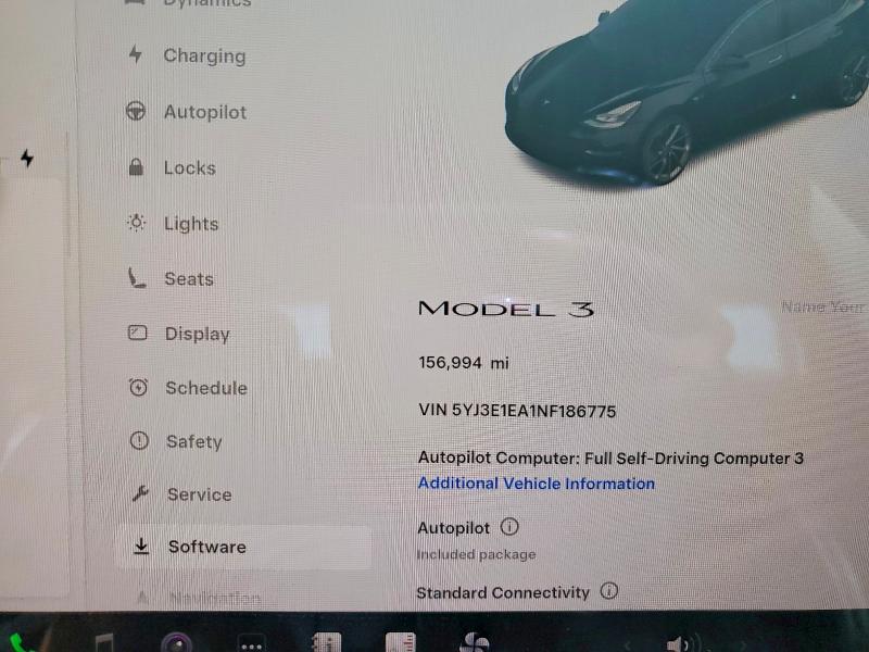 49120606 :رقم المزاد ، 5YJ3E1EA1NF186775 vin ، 2022 Tesla Model 3 مزاد بيع