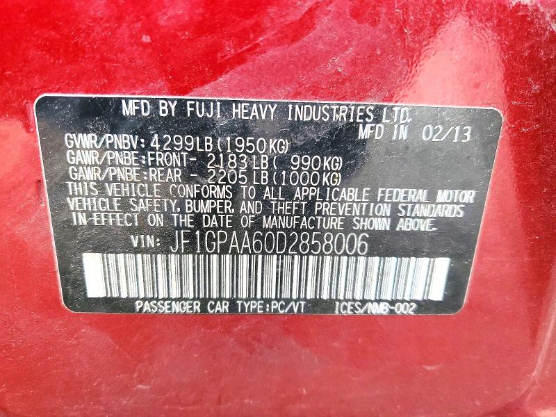Продажа на аукционе авто 2013 Subaru Impreza, vin: JF1GPAA60D2858006, номер лота: 50915256