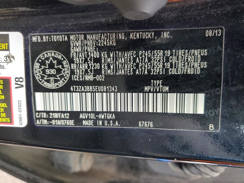 Aukcja sprzedaży 2014 Toyota Venza, vin: 4T3ZA3BB5EU081343, numer aukcji: 49131286