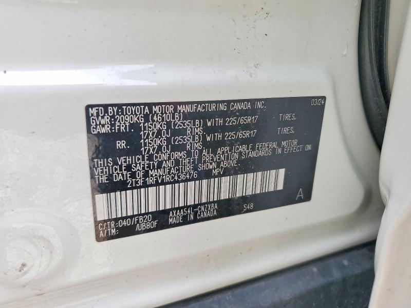 2024 Toyota Rav4 მანქანა იყიდება აუქციონზე, vin: 2T3F1RFV1RC436476, აუქციონის ნომერი: 48653816