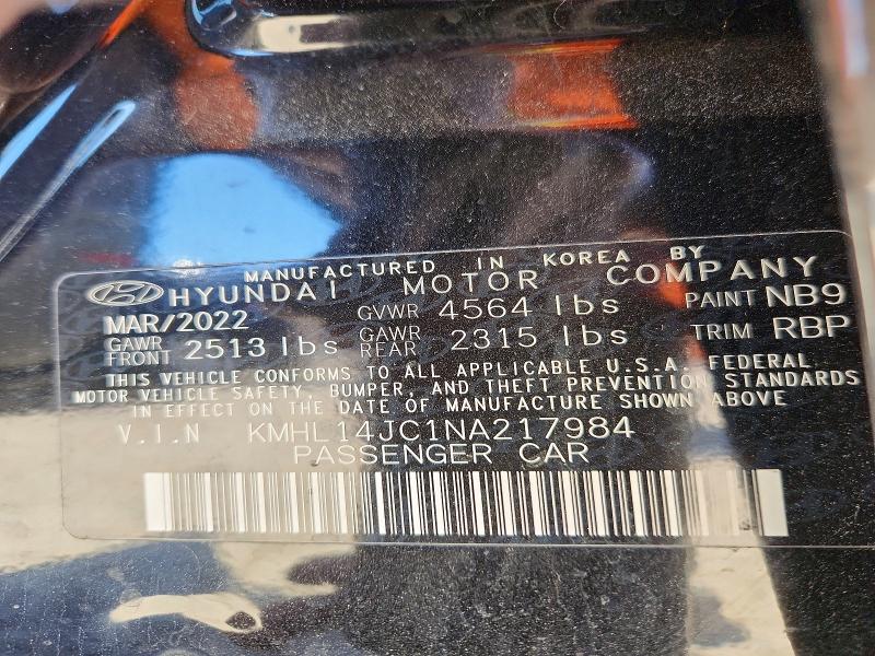 Продаж на аукціоні авто 2022 Hyundai Sonata, vin: KMHL14JC1NA217984, номер лоту: 50817806