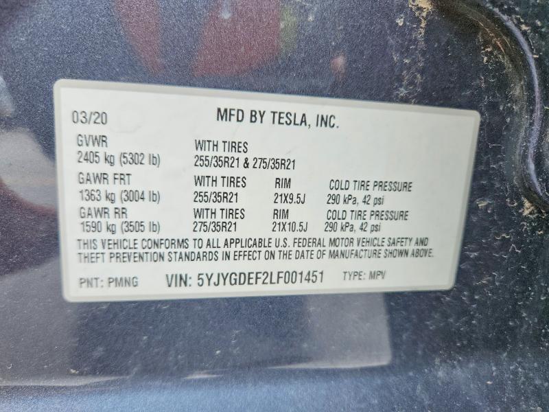 Продаж на аукціоні авто 2020 Tesla Model Y, vin: 5YJYGDEF2LF001451, номер лоту: 48542966