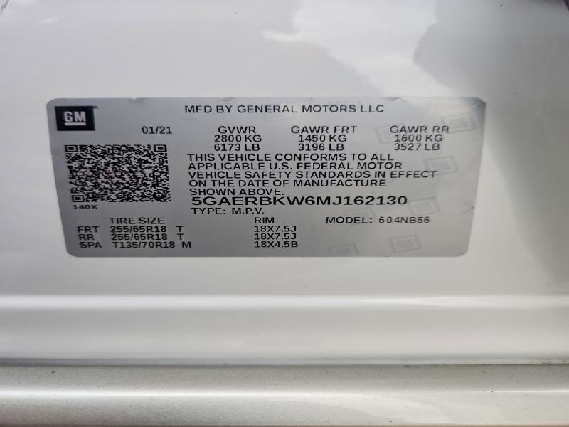 2021 Buick Enclave მანქანა იყიდება აუქციონზე, vin: 5GAERBKW6MJ162130, აუქციონის ნომერი: 49022706