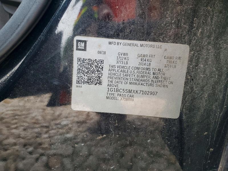 50675006 :رقم المزاد ، 1G1BC5SMXK7102907 vin ، 2019 Chevrolet Cruze مزاد بيع