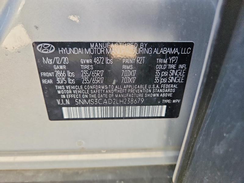 Aukcja sprzedaży 2020 Hyundai Santa Fe, vin: 5NMS3CAD2LH238679, numer aukcji: 51623606