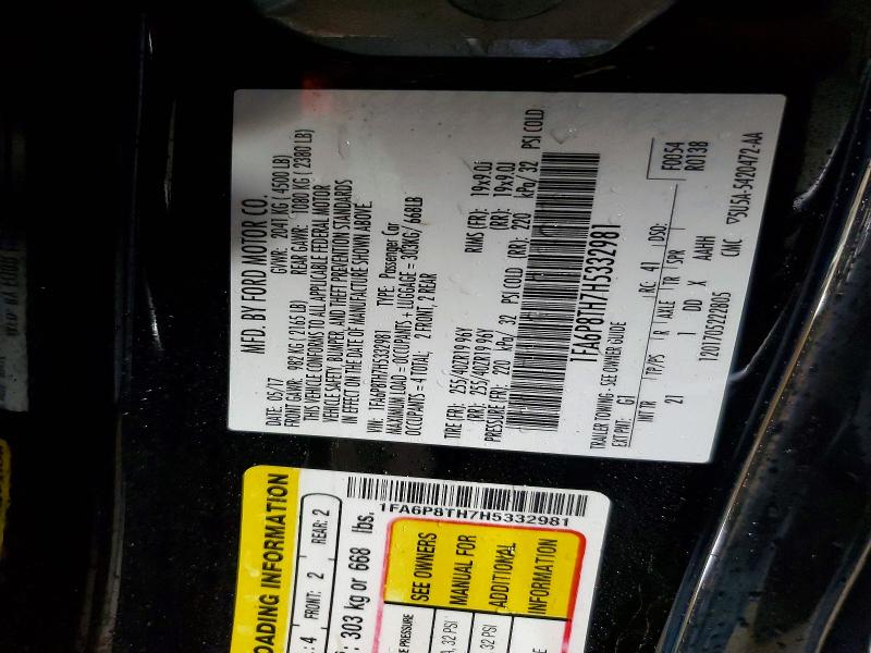 Aukcja sprzedaży 2017 Ford Mustang, vin: 1FA6P8TH7H5332981, numer aukcji: 50327066