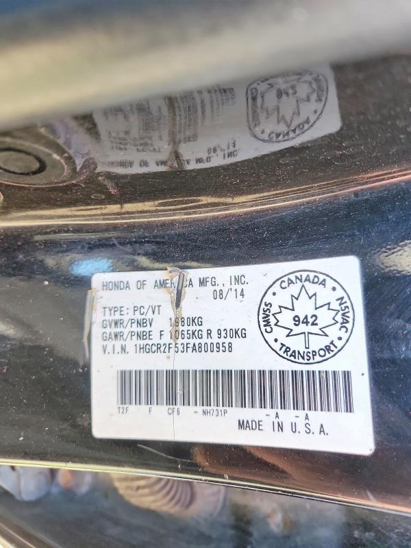 2015 Honda Accord მანქანა იყიდება აუქციონზე, vin: 1HGCR2F53FA800958, აუქციონის ნომერი: 50818256