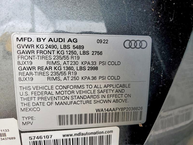 Auction sale of the 2023 Audi Q5, vin: WA14AAFY8P2036626, lot number: 49385356