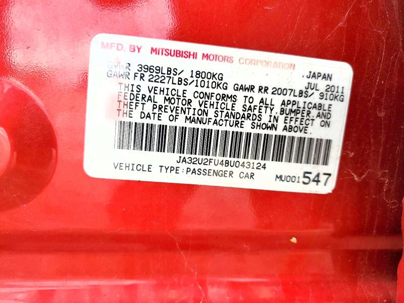 51933226 :رقم المزاد ، JA32U2FU4BU043124 vin ، 2011 Mitsubishi Lancer مزاد بيع