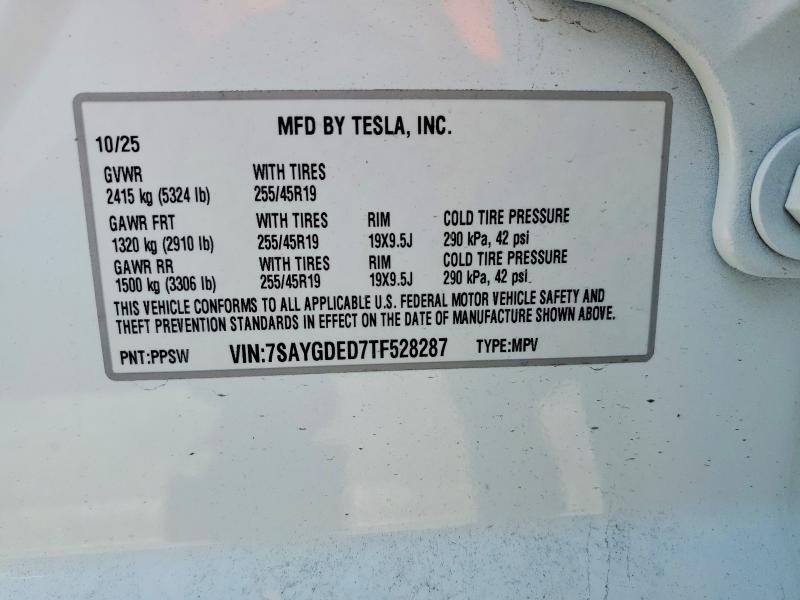 Aukcja sprzedaży 2026 Tesla Model Y, vin: 7SAYGDED7TF528287, numer aukcji: 51523926