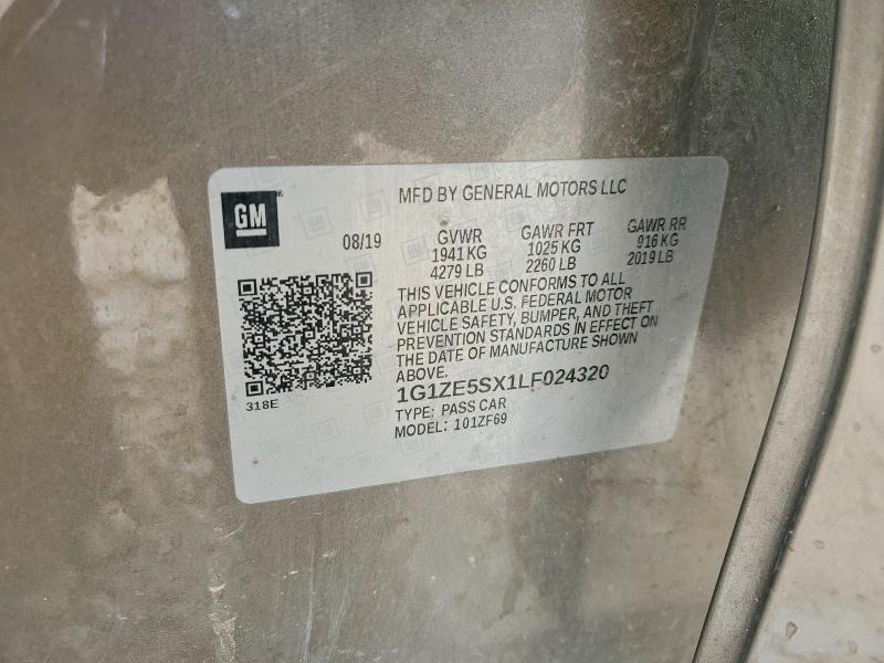 50612136 :رقم المزاد ، 1G1ZE5SX1LF024320 vin ، 2020 Chevrolet Malibu مزاد بيع