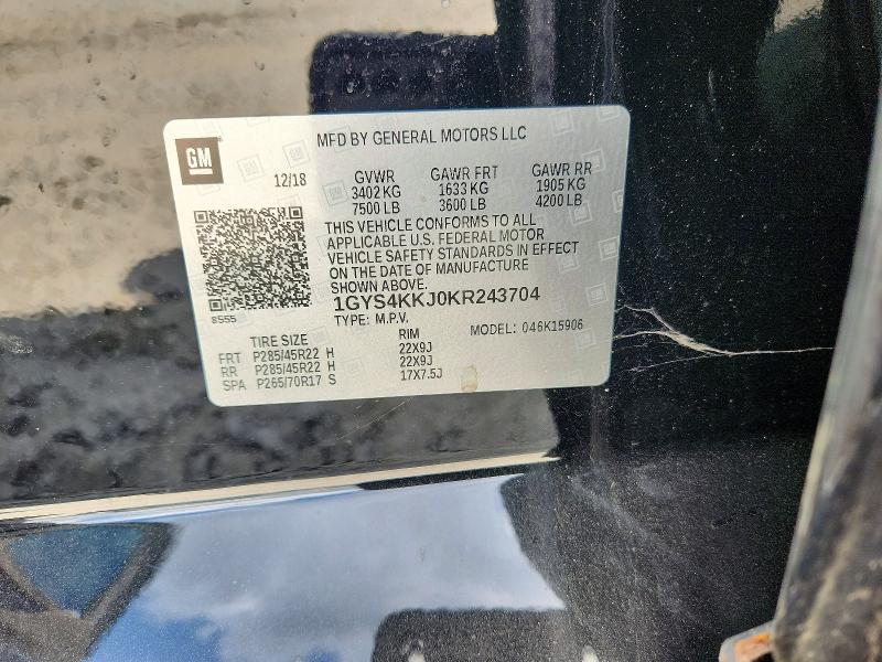 Aukcja sprzedaży 2019 Cadillac Escalade, vin: 1GYS4KKJ0KR243704, numer aukcji: 48485386